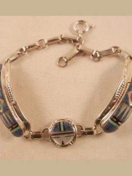 Zuni Multi Stone Native American Link Bracelet
